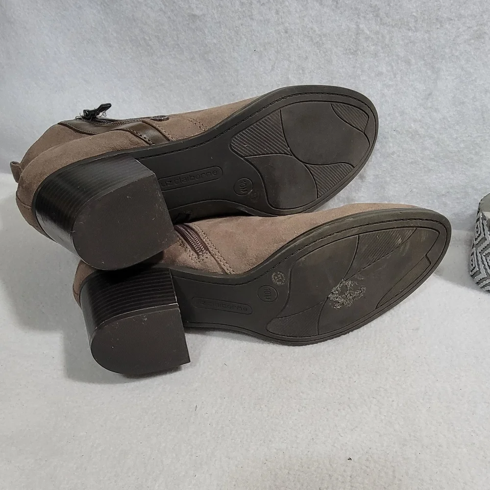 Liz Claiborne Refined Comfort Leather Double Zip Round Toe Ankle Booties Size 10 - Picture 7 of 13